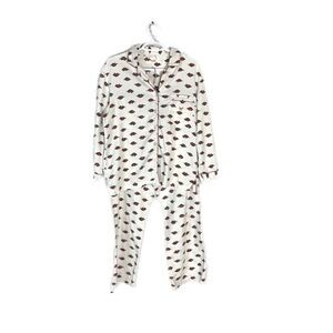 Victoria's Secret Women's Kisses Lips Pajama Set Cotton 2 pc